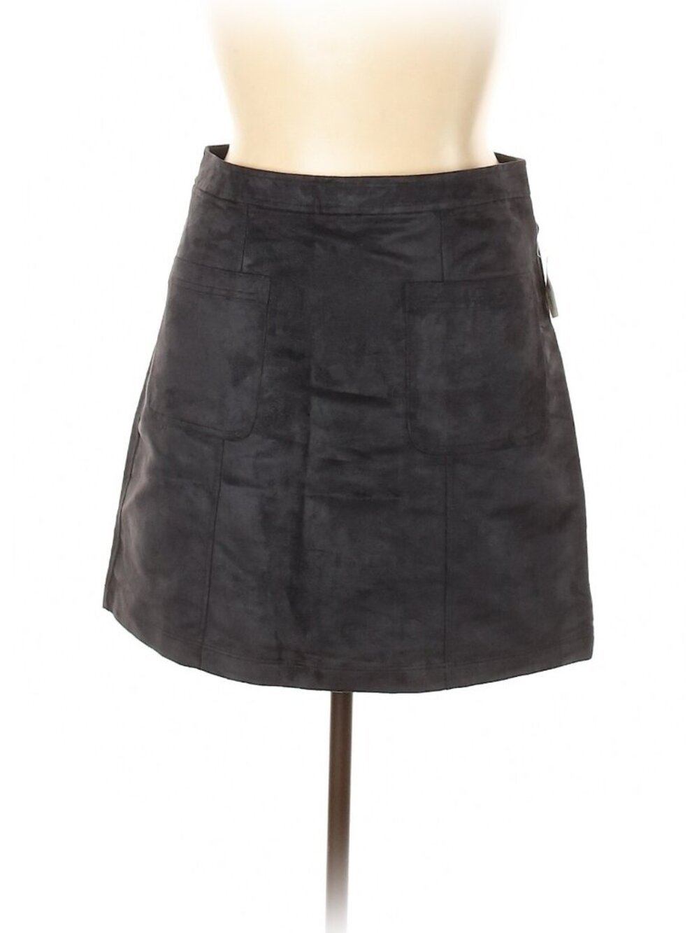 New Women Old Navy Solid Black Faux Suede Utility A Line Mini Skirt Size 14